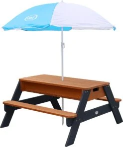 AXI Nick Zand & Water Picknicktafel In Antraciet/Bruin - Parasol Blauw/Wit - Picknick Tafel Voor Kinderen Van Hout -Tuin- En Buitengereedschapswinkels 1000x1200 1