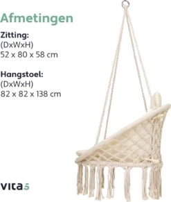Vita5 Macramé Hangstoel - Voor Binnen En Buiten - Zonder Standaard - Incl. Kussen, Boekenvak En Beschermhoes - Tot 150kg - Beige 20 Vita5 Macramé Hangstoel - Voor Binnen En Buiten - Zonder Standaard - Incl. Kussen, Boekenvak En Beschermhoes - Tot 150kg - Beige -Tuin- En Buitengereedschapswinkels 1020x1200