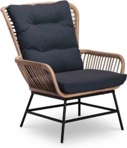 BUITEN Living Dex Wicker Loungestoel Tuin Incl. Wicker Voetenbank | Wicker + Aluminium | Bamboe Antraciet -Tuin- En Buitengereedschapswinkels 1025x1200