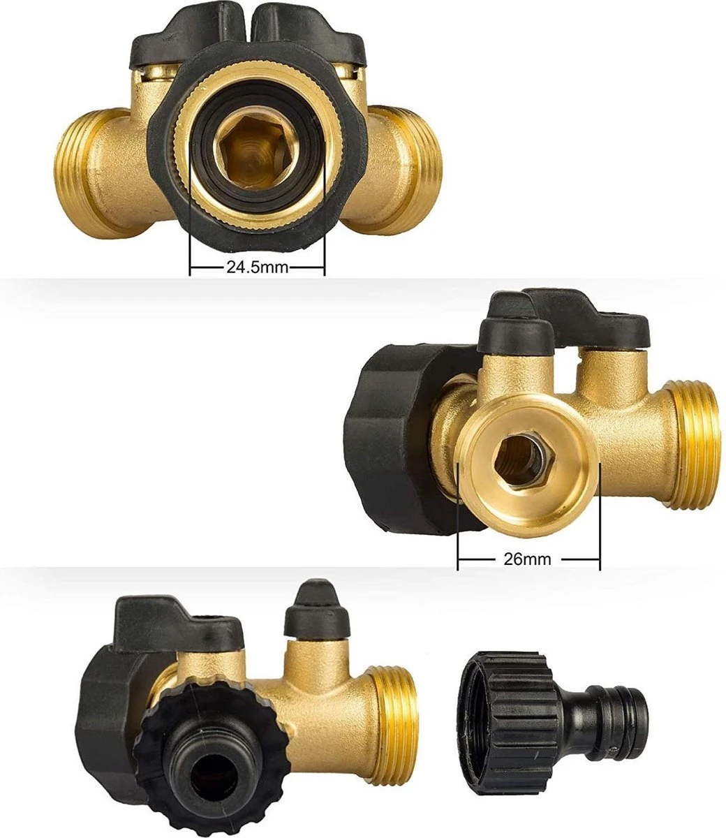 Sens Design Waterverdeler 2-weg – Messing – Past Op Europese Kranen 3 Sens Design Waterverdeler 2-weg – Messing – Past Op Europese Kranen - Afbeelding 3
