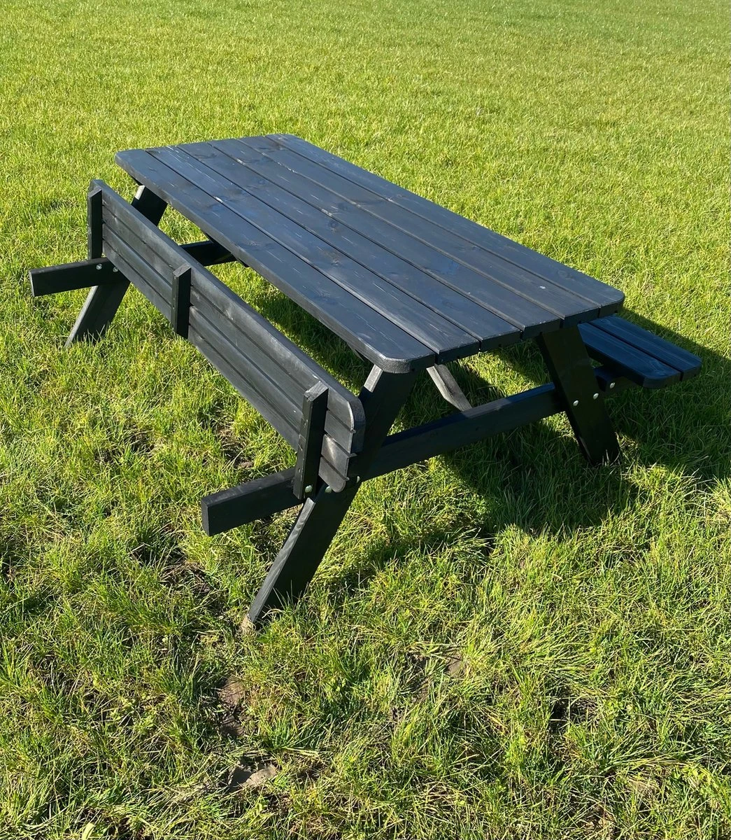 Goedkopepicknicktafels.nl | Zwarte XL Picknicktafel | Tuintafel 6 Persoons | Zwart Gespoten Gedroogd Grenen Hout! 3 Goedkopepicknicktafels.nl | Zwarte XL Picknicktafel | Tuintafel 6 Persoons | Zwart Gespoten Gedroogd Grenen Hout! - Afbeelding 3