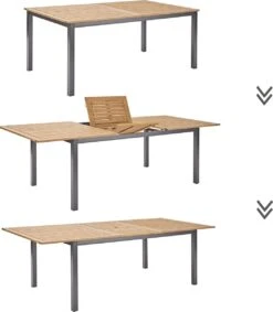 NATERIAL - Uitschuifbare Tuintafel ORIS - Uitschuifbare Tafel Voor 6 Tot 8 Personen - 180-240x100 Cm - Aluminium - Hout Eucalyptus -Tuin- En Buitengereedschapswinkels 1049x1200