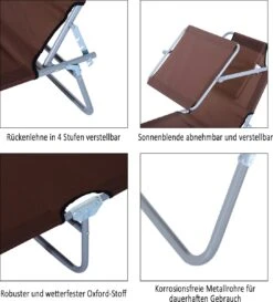 Outsunny Ligstoel Ligbank Voor Buiten Ligstoel Voor Op Het Strand Inklapbaar Met Zonnedak 3 Kleuren 84B-001 -Tuin- En Buitengereedschapswinkels 1086x1200