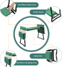 Uten - Kniebankje Tuin - Knie Steun - Tuinkruk Inklapbaar - Kniesteun Tuinieren - Kniekussen - Tot 150 Kg - Groen -Tuin- En Buitengereedschapswinkels 1104x1200
