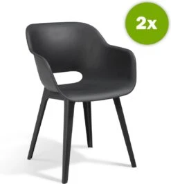 Allibert Akola Tuinstoelen - 2 Stuks -56,5x55x80cm - Donkergrijs -Tuin- En Buitengereedschapswinkels 1115x1200 1