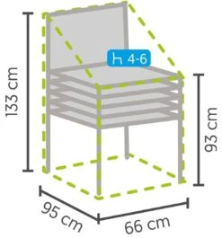 Weersbestendige Beschermhoes Stoel (4 Tot 6 Stapelstoelen) | 66 X 95 X 133/93 Cm (L) | Premium | Waterproof | TÜV Rheinland Gecertificeerd | Hoes Voor Tuin | Waterdicht | Solution Dyed (verkleuring Onmogelijk) | Grijs / Antraciet -Tuin- En Buitengereedschapswinkels 1119x1200