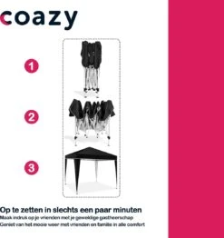 Coazy Waterdichte Partytent 3x3 Meter Opvouwbaar - Paviljoen - Easy Up - Pop-up Tent Met Haringen, Touw En Anti Slip Poten - Waterdicht - Partytenten Weerbestendig -Tuin- En Buitengereedschapswinkels 1131x1200 1