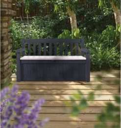 Keter Eden Garden Bench Opbergbank - 265L - 140x60x84cm - Zwart/Grijs -Tuin- En Buitengereedschapswinkels 1132x1200 1
