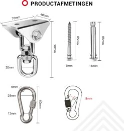 Ophangsysteem - Plafondhaak RVS - Ophanghaak TRX - Hangstoel Buiten - Hangstoel Binnen – Schommelstoel - Schommel - Bokszakken - RVS - 300kg -Tuin- En Buitengereedschapswinkels 1137x1200
