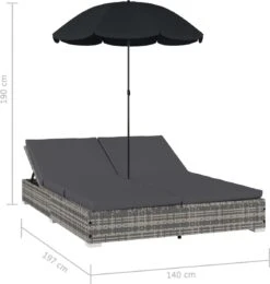 Prolenta Premium - Loungebed Met Parasol Poly Rattan Grijs -Tuin- En Buitengereedschapswinkels 1139x1200 2