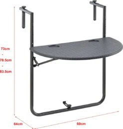Balkontafel Cicala Inklapbaar 83,5x60x64 Cm Donkergrijs -Tuin- En Buitengereedschapswinkels 1147x1200