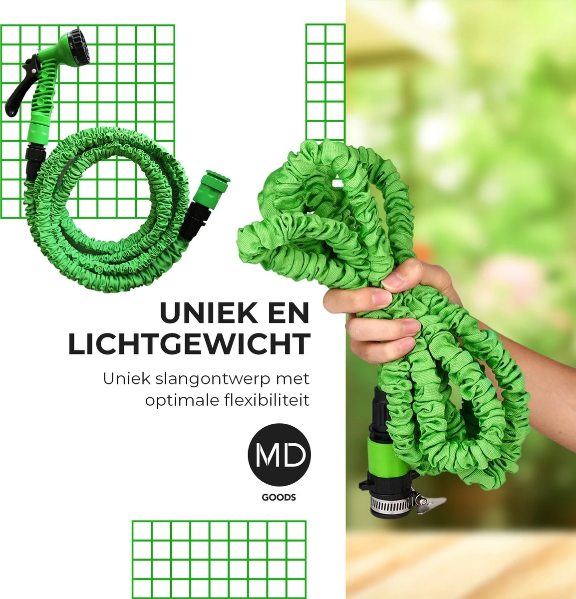 Uitrekbare Tuinslang Tot 15 Meter Van MD-goods ® - Tuinsproeier - Tuin Besproeien - Waterslang - Sproeikop - Groen - Flexibel Elastisch 7 Uitrekbare Tuinslang Tot 15 Meter Van MD-goods ® - Tuinsproeier - Tuin Besproeien - Waterslang - Sproeikop - Groen - Flexibel Elastisch - Afbeelding 7