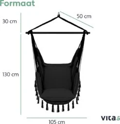Vita5 XXL Hangstoel - Binnen&Buiten Hangnest - Incl. 2 Kussens En Boekenvak - Volwassenen&Kinderen - Hangmatstoel Tot 225kg - Zwart 16 Vita5 XXL Hangstoel - Binnen&Buiten Hangnest - Incl. 2 Kussens En Boekenvak - Volwassenen&Kinderen - Hangmatstoel Tot 225kg - Zwart -Tuin- En Buitengereedschapswinkels 1159x1200 1