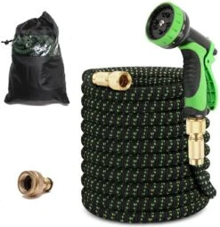 MD-Goods ® Super Sterk Uitrekbare Tuinslang Tot 30 Meter + GRATIS Tas En Koppelstuk - Tuinsproeier - Tuin Besproeien - Waterslang - Sproeikop - Groen - Flexibel Elastisch