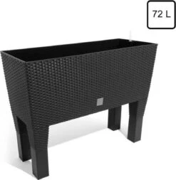 Prosperplast Kunststof Rato Plantenbak Op Poten Met Irrigatiesysteem Antraciet 80 X 33 X 62 Cm - 72 Liter - Balkonbakken/bloembakken -Tuin- En Buitengereedschapswinkels 1173x1200 2