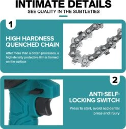 Merkloos Mini Accu Kettingzaag - 4 Inch Elektrische Boomzaag - Handkettingzaag - Met 2 Accu En 1 Oplader - Voor Tuinboom Ranch Bomen Snijden Hout- Blauw -Tuin- En Buitengereedschapswinkels 1179x1200 1