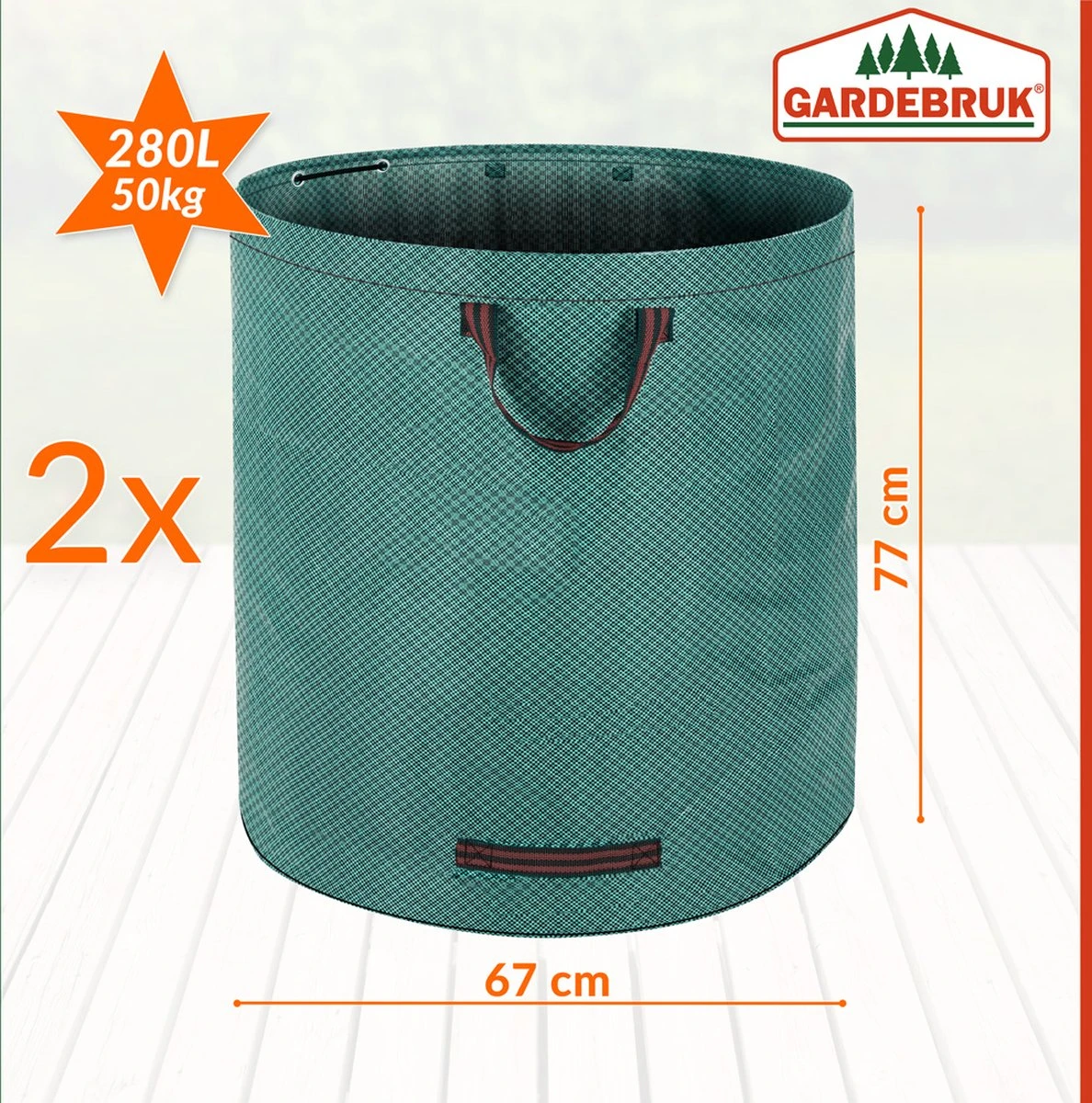 Gardebruk Tuinafvalzak - 2 Stuks 280L – 77x67cm/Opvouwbaar - Groen 2 Gardebruk Tuinafvalzak - 2 Stuks 280L – 77x67cm/Opvouwbaar - Groen - Afbeelding 2