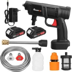 Merkloos Elektrische Accu-Hogedrukreiniger - 1.2mpa - Multifunctioneel Mondstuk - Draagbaar Oplaadbaar Snoerloos - Reinigingsspuitpistool - Met Rijke Accessoires - Voor Auto, Tuin, Terras, Raam - Zwart -Tuin- En Buitengereedschapswinkels 1189x1200 2