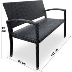 Casaria Polyrattan Tuinbank – 2 Zits UV-bestendig - Zwart 9 Casaria Polyrattan Tuinbank – 2 Zits UV-bestendig - Zwart -Tuin- En Buitengereedschapswinkels 1190x1200 5