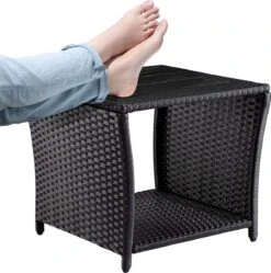 Casaria Polyrattan Bijzettafel - WPC Tafelblad 45x45x40cm – Zwart -Tuin- En Buitengereedschapswinkels 1191x1200 3