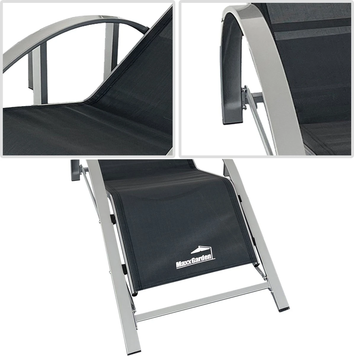 MaxxGarden Ligbed Set - 2 Stuks Zwart - Met Tafel - Sun Loungers - Loungebed 3 MaxxGarden Ligbed Set - 2 Stuks Zwart - Met Tafel - Sun Loungers - Loungebed - Afbeelding 3