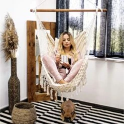 Springos Hangstoel | Binnen & Buiten | Met 2 Kussens | Boekenvak | Ook Voor Kinderen | Belastbaar Tot 150 Kg | Wit -Tuin- En Buitengereedschapswinkels 1198x1200 1