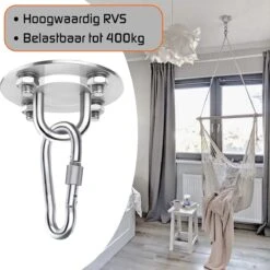Plafondhaak – Voor Beton En Hout - Hangstoel – Hangmat – Bokszak – RVS – Binnen En Buiten – Ophangsysteem – Ophanghaak – 400KG -Tuin- En Buitengereedschapswinkels 1199x1200 1