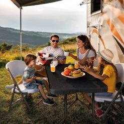 Lenx Klaptafel - Inklapbare Tafel - Opvouwbare Tuintafel - Vouwtafel - Inclusief Handvat En 2 Tafelkleden - 180x75x74cm - 6 Tot 8 Personen -Tuin- En Buitengereedschapswinkels 1199x1200 2