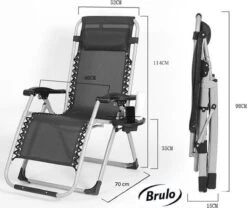 Brulo - Ligstoel Tuin - Ligstoelen - Strandstoel Opvouwbaar - Tuinstoel - Incl Tafel En Hoofdkussen -Tuin- En Buitengereedschapswinkels 1200x1012