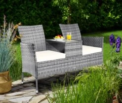 Casaria Polyrattan Tuinbank - Incl. Tafel & Kussens 7 Cm - Grijs -Tuin- En Buitengereedschapswinkels 1200x1013 1