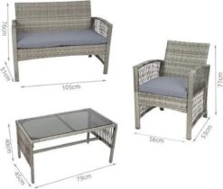Merkloos Tuin Loungeset Grijs / Bruin - Lounge Set Tuin - Relax Bank - Lounge Bank Tuin - Tuinbank - Loungebank - Tuinset/ Loungebank - Tuinset - Tuinstoel - Loungeset - Rattan Tuinmeubilair - Poly Rotan Tuinmeubelen - Grijs / Bruin -Tuin- En Buitengereedschapswinkels 1200x1018