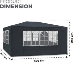 MaxxGarden Partytent - Feesttent Paviljoen - 3x3m - Antraciet -Tuin- En Buitengereedschapswinkels 1200x1021