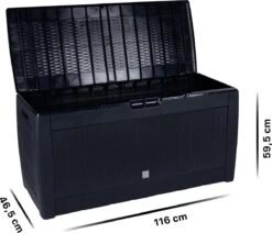 Opbergbox 310L UV-Bestendig Weerbestendig Wielen Tuinbox Rotan-look Antraciet -Tuin- En Buitengereedschapswinkels 1200x1031