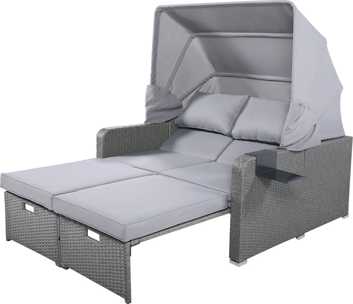 Polyrattan Patio Rieten Meubels Set Voor 2 Personen-Outdoor Rattan Sofa Set Met Intrekbare Luifel-lounge Bank-PE Rotan Loveseat Voor Achtertuin Veranda Tuin Zwembad Balkon-grijs 15 Polyrattan Patio Rieten Meubels Set Voor 2 Personen-Outdoor Rattan Sofa Set Met Intrekbare Luifel-lounge Bank-PE Rotan Loveseat Voor Achtertuin Veranda Tuin Zwembad Balkon-grijs - Afbeelding 15