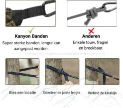 Kanyon Hangmat - Incl. Karabijnhaken En Riemen - Licht Parachutestof - 260 X 140 Cm - Tot 200kg - Groen/Khaki -Tuin- En Buitengereedschapswinkels 1200x1055 2