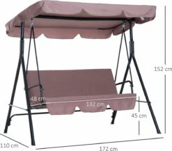 Outsunny Hollywoodschommel 3-zits Tuinschommel Schommelbank Met Dak 3 Kleuren 84A-054 -Tuin- En Buitengereedschapswinkels 1200x1055