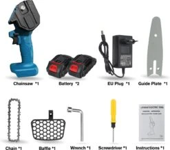 Merkloos Mini Accu Kettingzaag - 4 Inch Elektrische Boomzaag - Handkettingzaag - Met 2 Accu En 1 Oplader - Voor Tuinboom Ranch Bomen Snijden Hout- Blauw -Tuin- En Buitengereedschapswinkels 1200x1062 1