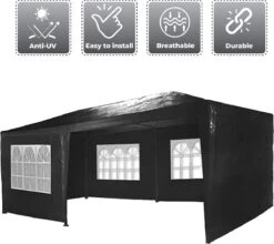 MaxxGarden Partytent - Paviljoen - 3x6m - Incl. Zijwanden - Waterdicht - Zwart -Tuin- En Buitengereedschapswinkels 1200x1068 1