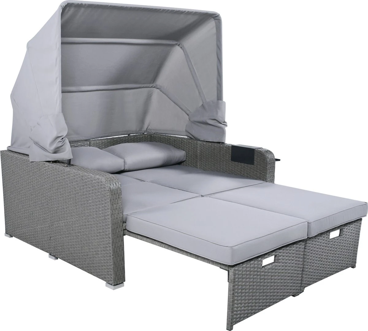 Polyrattan Patio Rieten Meubels Set Voor 2 Personen-Outdoor Rattan Sofa Set Met Intrekbare Luifel-lounge Bank-PE Rotan Loveseat Voor Achtertuin Veranda Tuin Zwembad Balkon-grijs 14 Polyrattan Patio Rieten Meubels Set Voor 2 Personen-Outdoor Rattan Sofa Set Met Intrekbare Luifel-lounge Bank-PE Rotan Loveseat Voor Achtertuin Veranda Tuin Zwembad Balkon-grijs - Afbeelding 14