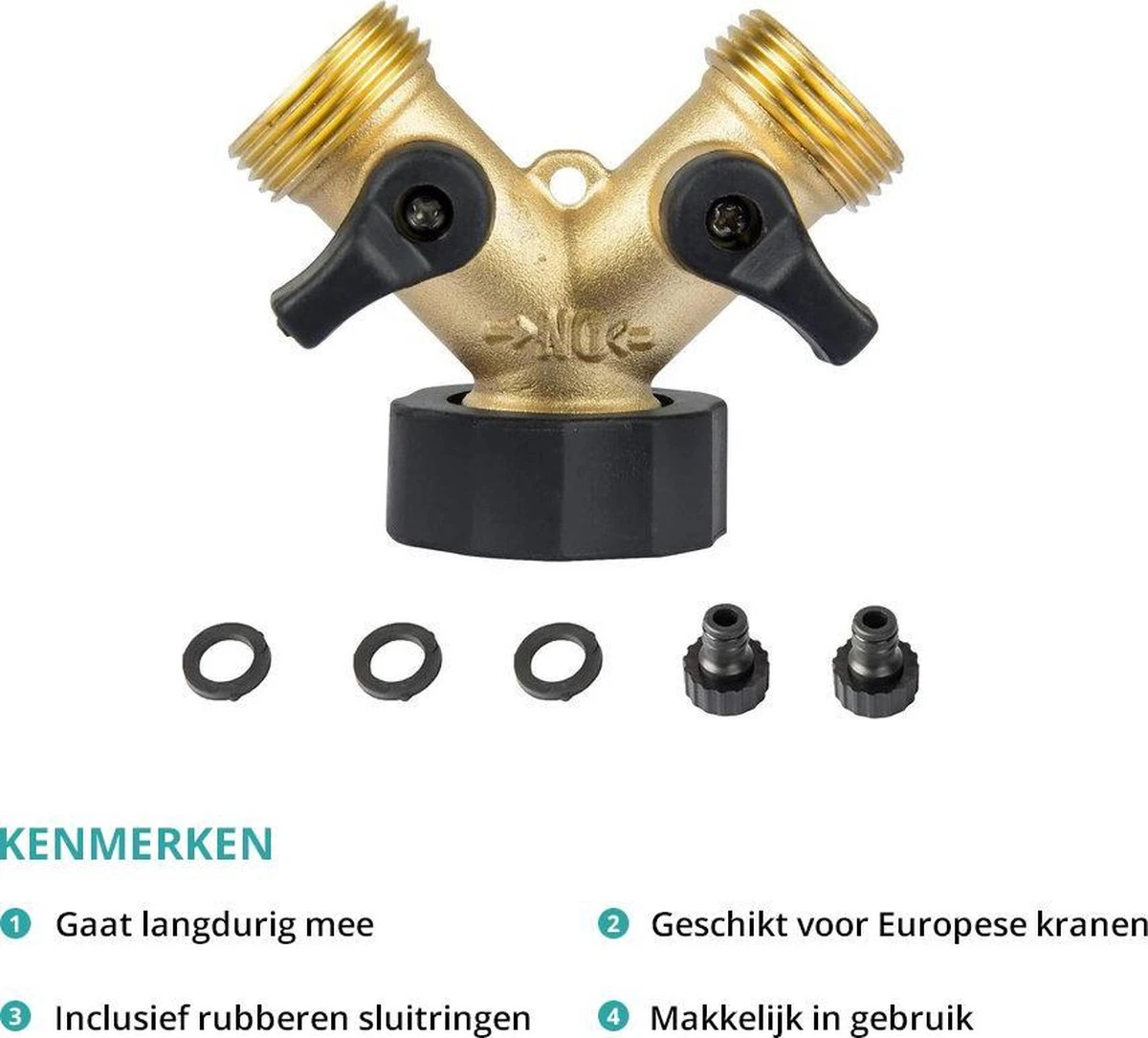 Sens Design Waterverdeler 2-weg – Messing – Past Op Europese Kranen 2 Sens Design Waterverdeler 2-weg – Messing – Past Op Europese Kranen - Afbeelding 2