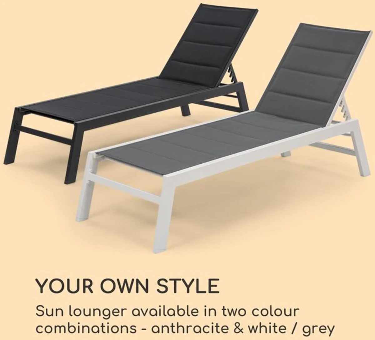 Blumfeldt Renazzo Lounge Ligstoel - Ligbed Voor De Tuin - Aluminium Tuinstoel - 6 Standen - Waterafstotend - Bekleding Van 70 % Pvc En 30 % Polyetheen - Zwart 6 Blumfeldt Renazzo Lounge Ligstoel - Ligbed Voor De Tuin - Aluminium Tuinstoel - 6 Standen - Waterafstotend - Bekleding Van 70 % Pvc En 30 % Polyetheen - Zwart - Afbeelding 6