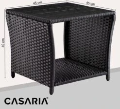 Casaria Polyrattan Bijzettafel - WPC Tafelblad 45x45x40cm – Zwart -Tuin- En Buitengereedschapswinkels 1200x1090