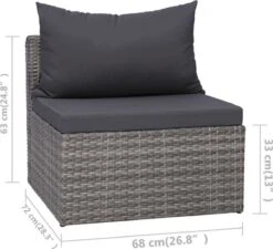VidaXL 3-delige Loungeset Met Kussens Poly Rattan Grijs -Tuin- En Buitengereedschapswinkels 1200x1095