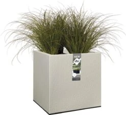 Elho Vivo Structure Finish Vierkant 40 - Plantenbak Voor Binnen & Buiten - Ø 39 X H 41 - Grijs/Warm Grijs -Tuin- En Buitengereedschapswinkels 1200x1095 3