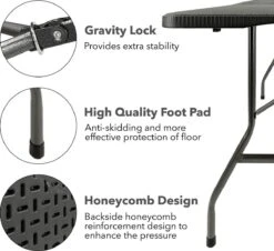 MaxxGarden Vouwtafel - Zwart - Rotanlook - 180x75x74 Cm -Tuin- En Buitengereedschapswinkels 1200x1099