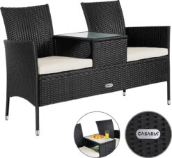 Casaria Polyrattan Tuinbank - Incl. Kussen - 143x55x88 Cm Zwart 16 Casaria Polyrattan Tuinbank - Incl. Kussen - 143x55x88 Cm Zwart -Tuin- En Buitengereedschapswinkels 1200x1101