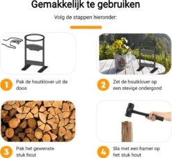 Maatworkz - Houtklover + Hamer - Houtsplijter - Houtkliever - Houtklover Voor Aanmaakhout - Gietijzer - Zwart -Tuin- En Buitengereedschapswinkels 1200x1103 4