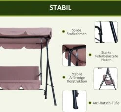 Outsunny Hollywoodschommel 3-zits Tuinschommel Schommelbank Met Dak 3 Kleuren 84A-054 -Tuin- En Buitengereedschapswinkels 1200x1113