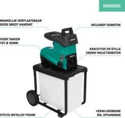 VONROC Stille Hakselaar/Shredder 2800W – Voor Takken Tot Ø45mm – Incl. 60L Opvangbak & Duwstok 10 VONROC Stille Hakselaar/Shredder 2800W – Voor Takken Tot Ø45mm – Incl. 60L Opvangbak & Duwstok -Tuin- En Buitengereedschapswinkels 1200x1134 5
