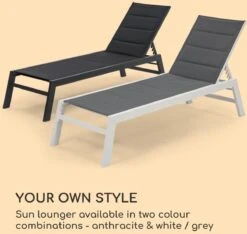 Blumfeldt Renazzo Lounge Ligstoel - Ligbed Voor De Tuin - Aluminium Tuinstoel - 6 Standen - Waterafstotend - Bekleding Van 70 % Pvc En 30 % Polyetheen - Grijs -Tuin- En Buitengereedschapswinkels 1200x1137 2